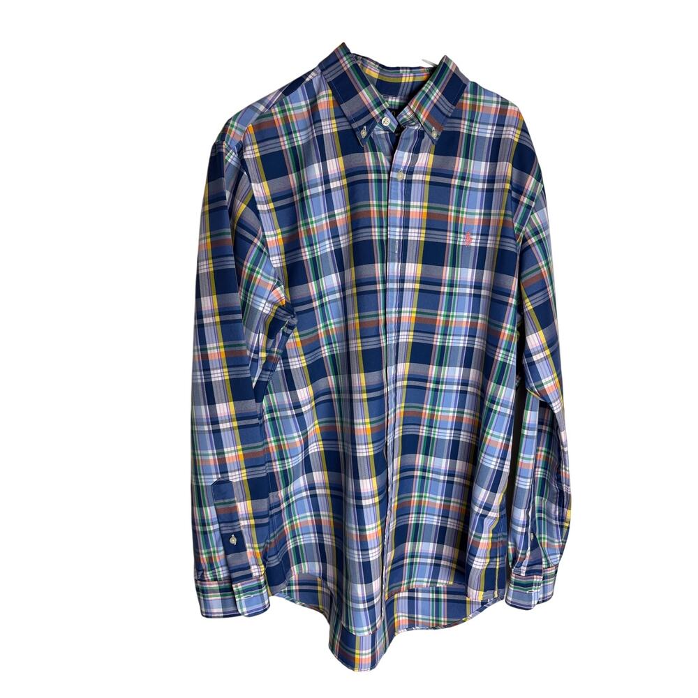 Polo Ralph Lauren Men’s Large Classic Fit Performance Plaid Button Down Shirt
